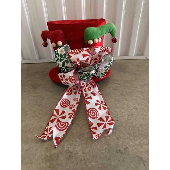 Christmas Tree & Table Topper Hat Lighted,Large Red Velvet Hat With Elf Legs‎ - Picture 1 of 4